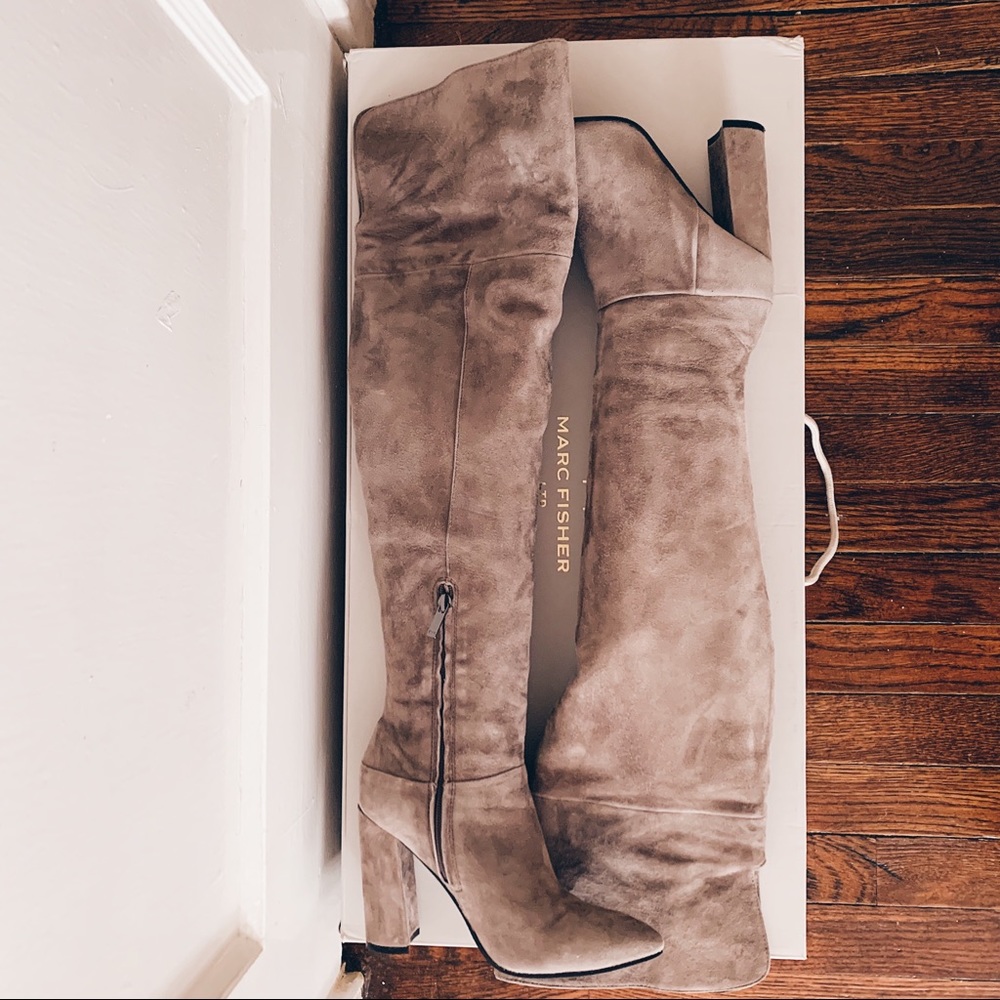 Marc Fisher Knee High Boots, Taupe, Suede